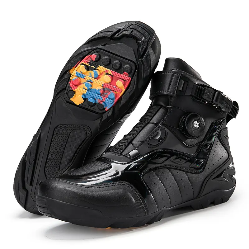 Men's Endure Touring Motorcyclist Biker Chopper Boots for Non-slip Anti-fall Offroad Riding Cycling Moto Racing Shoes