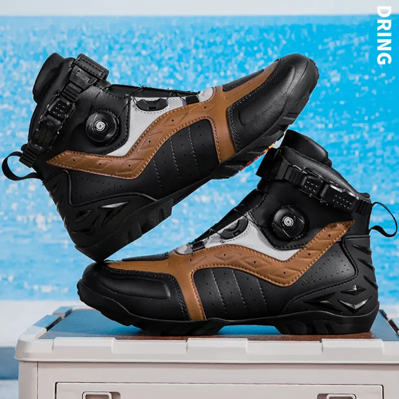 Men's Endure Touring Motorcyclist Biker Chopper Boots for Non-slip Anti-fall Offroad Riding Cycling Moto Racing Shoes