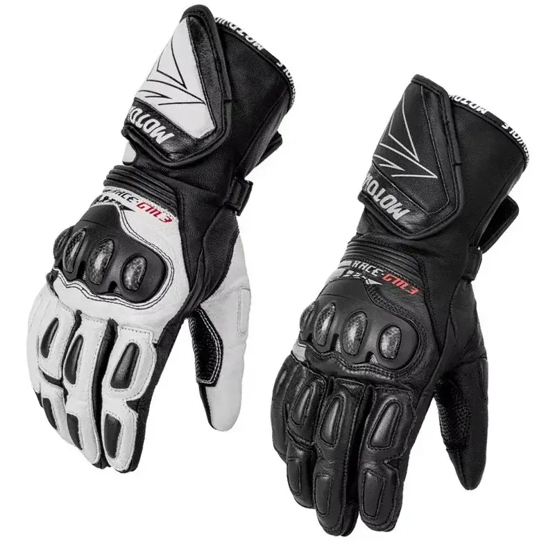 All Season Touchscreen Motorcycle Gloves GM3 for Men - Anti-Slip Genuine Leather Motocross Racing Gloves Windproof Long