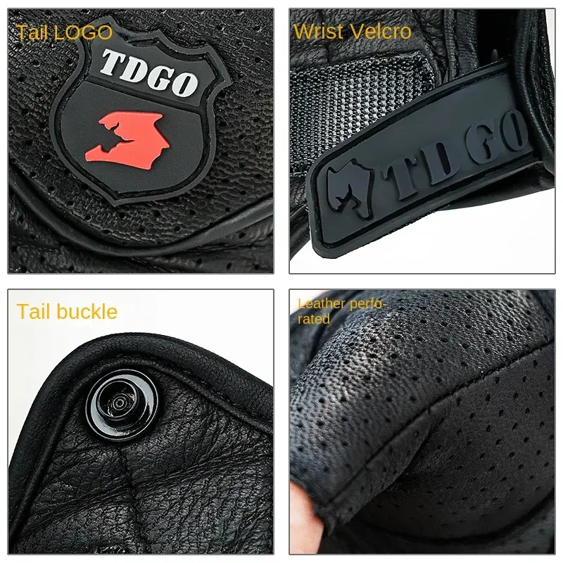 Summer Hot Weather Driving Rider Gloves for Men: Touchscreen Fingerless Goat Leather - Anti-Slip Palm & Adjustable Wrist Comfort