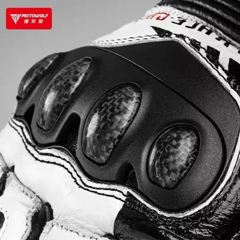 All Season Touchscreen Motorcycle Gloves GM3 for Men - Anti-Slip Genuine Leather Motocross Racing Gloves Windproof Long