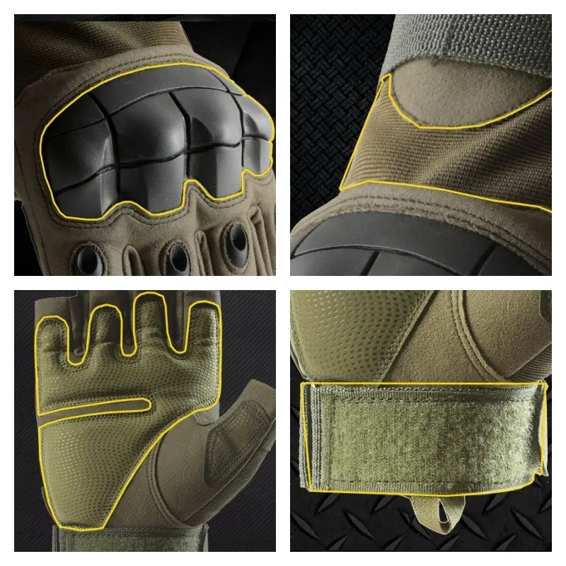 Lightweight Durable Tactical Half Finger Gloves for Men Reinforced Palm Protective Anti-slip Summer Cycling Motorcycle Gloves