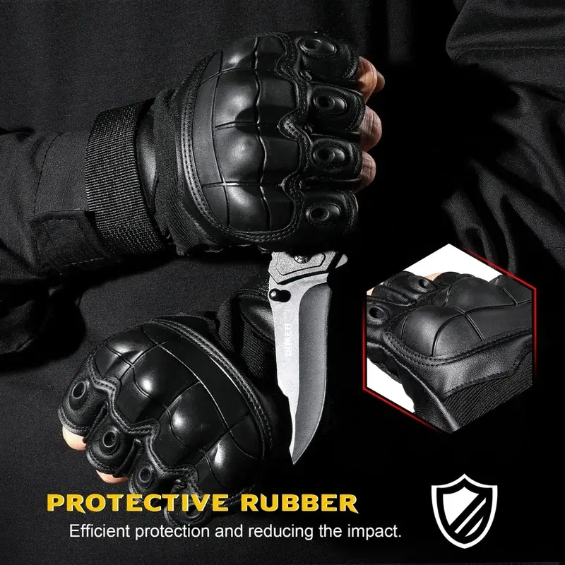 PU Leather Tactical Half Finger Gloves Airsoft Combat Shooting Hunting Paintball Outdoor Work Anti-skid Fingerless Men Women