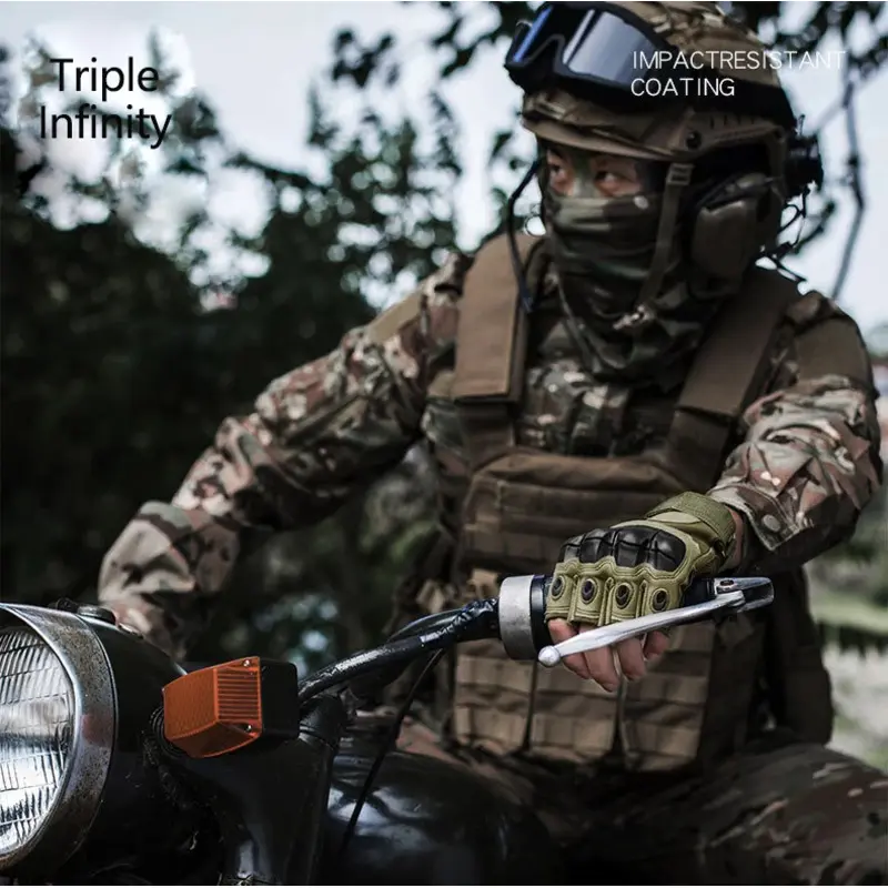 Lightweight Durable Tactical Half Finger Gloves for Men Reinforced Palm Protective Anti-slip Summer Cycling Motorcycle Gloves