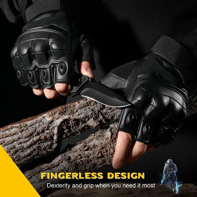 PU Leather Tactical Half Finger Gloves Airsoft Combat Shooting Hunting Paintball Outdoor Work Anti-skid Fingerless Men Women