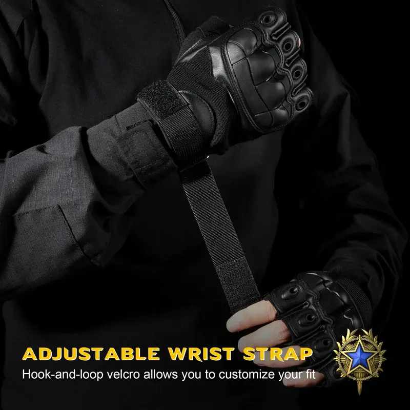 PU Leather Tactical Half Finger Gloves Airsoft Combat Shooting Hunting Paintball Outdoor Work Anti-skid Fingerless Men Women
