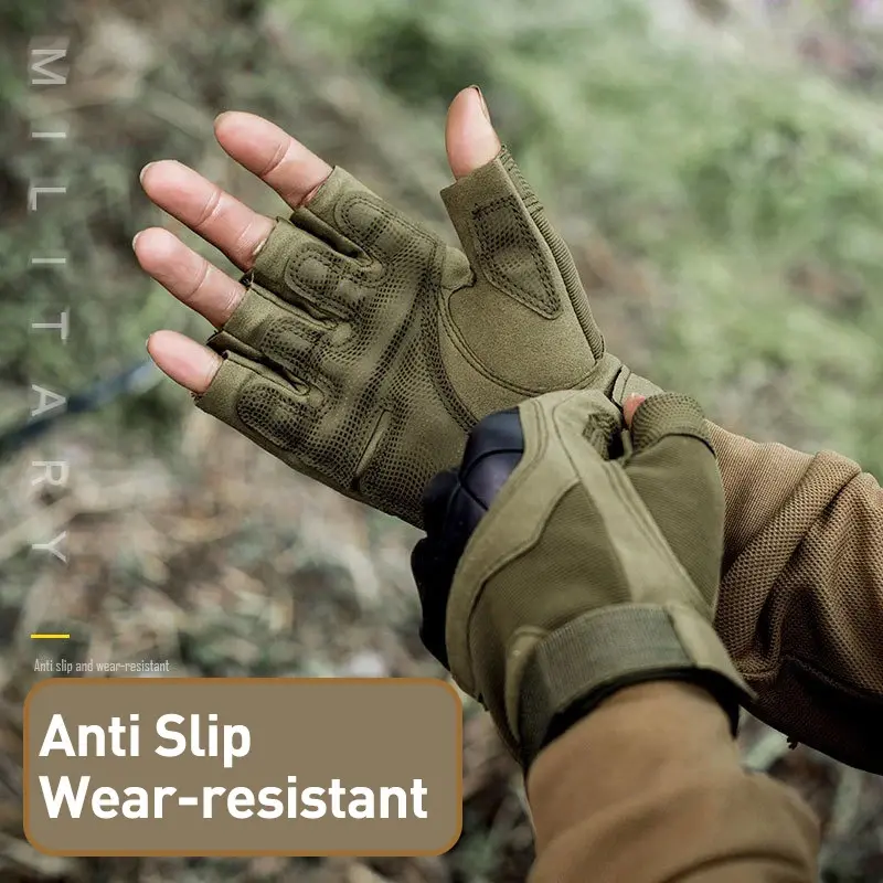 Lightweight Durable Tactical Half Finger Gloves for Men Reinforced Palm Protective Anti-slip Summer Cycling Motorcycle Gloves