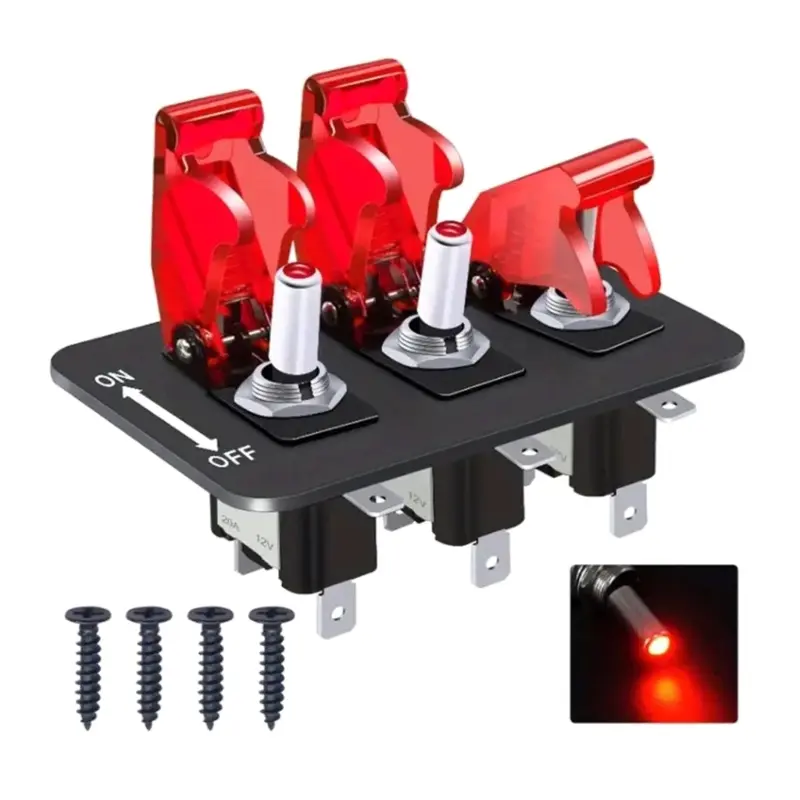 12/24V 3 Gang Universal Toggle Panel Car Boats LED Styling Rockers