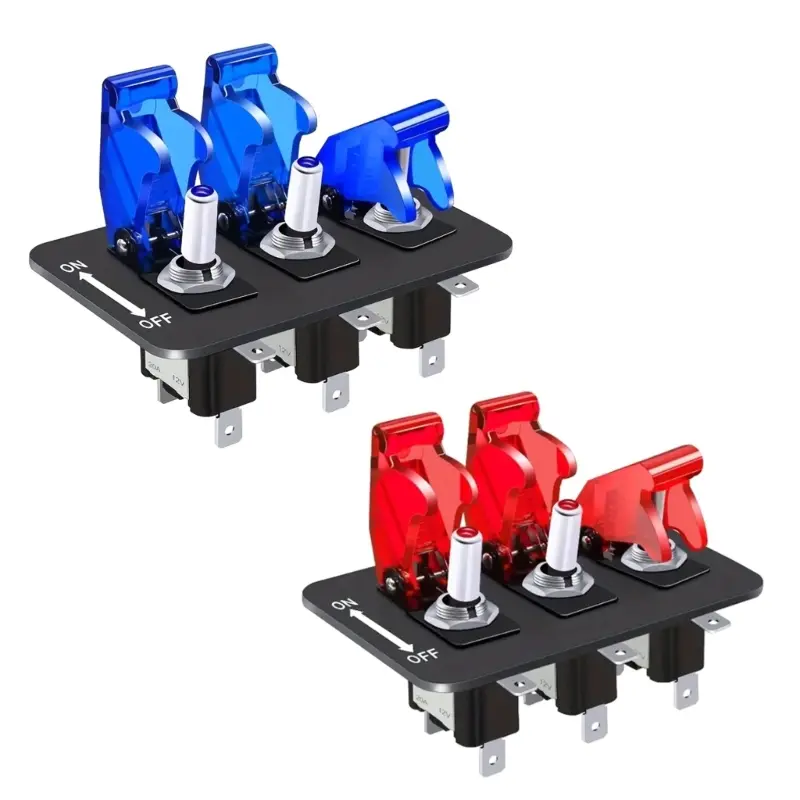 12/24V 3 Gang Universal Toggle Panel Car Boats LED Styling Rockers