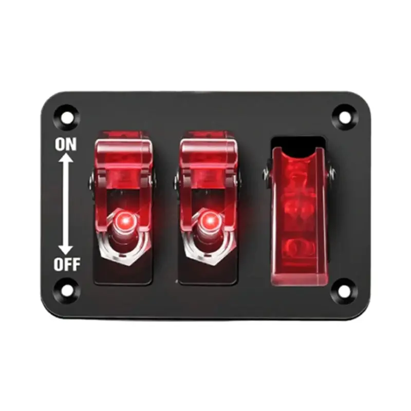 12/24V 3 Gang Universal Toggle Panel Car Boats LED Styling Rockers