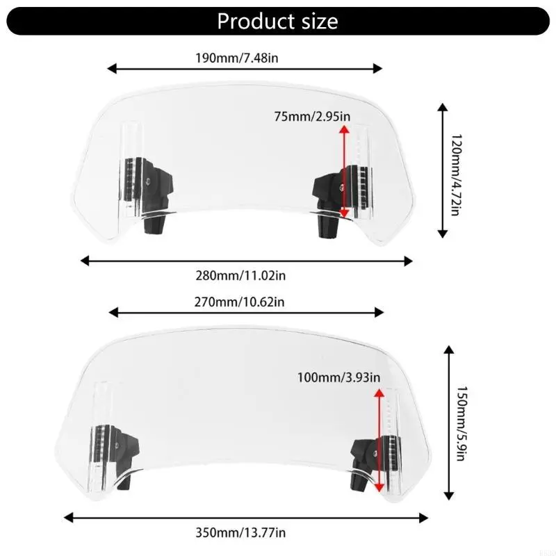 R53D Windshield Extension with Adjustable Spoiler Easy Installs Motorcycle Windshield