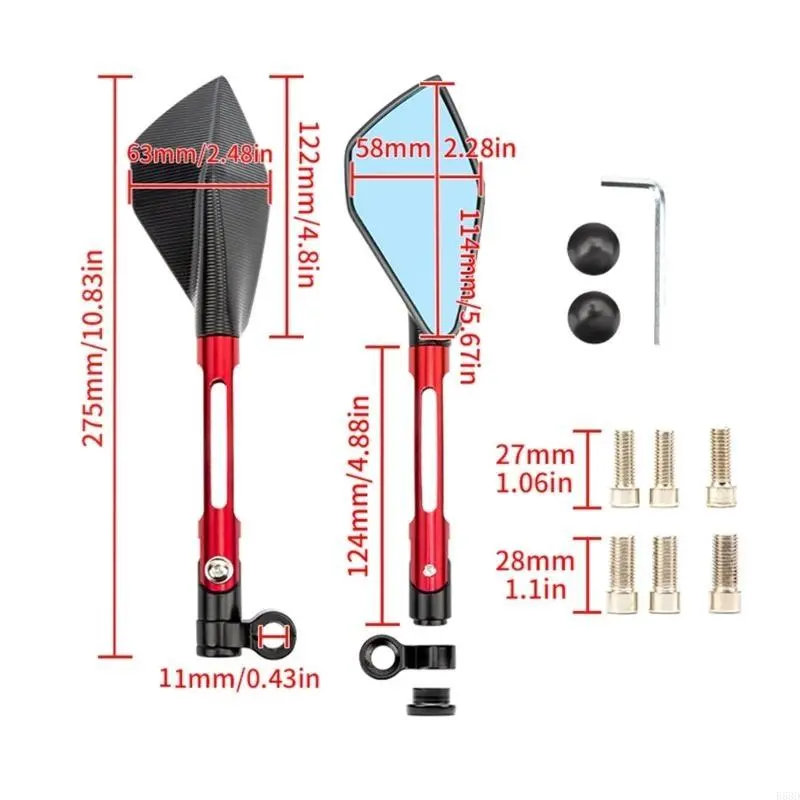 R53D 2Pcs/Pair Motorcycle Rearview Mirror Scooter Motocross Rearview Mirrors Electrombile Back Side Mirror 8/10mm