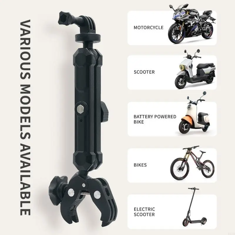 R53D Motorcycle Camera Mount Aluminum & ABS Cycling Camera Bracket Handlebar Support