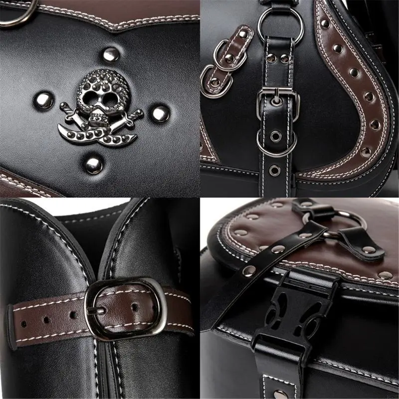 R53D Upgrades Leather Motorcycle Saddlebag with Adjustable Straps Motorcycle Side Bag