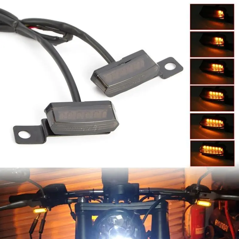 R53D 2x Motorcycle Sequential Flowing Led Turn Intermitentes Lights Brake Lamp
