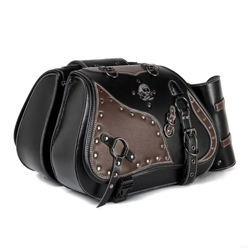 R53D Upgrades Leather Motorcycle Saddlebag with Adjustable Straps Motorcycle Side Bag
