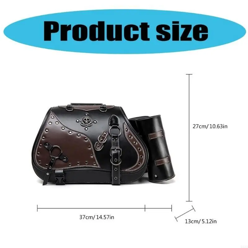 R53D Upgrades Leather Motorcycle Saddlebag with Adjustable Straps Motorcycle Side Bag