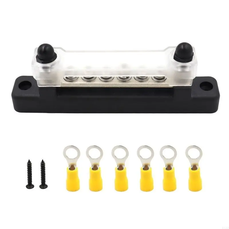 R53D Terminal Bus Bar Ground Power Distribution Bus Bar with Cover for Marine RV Boat
