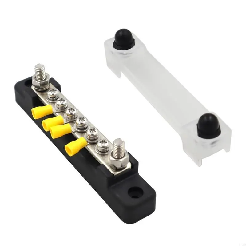 R53D Terminal Bus Bar Ground Power Distribution Bus Bar with Cover for Marine RV Boat