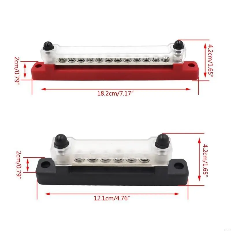 R53D Terminal Bus Bar Ground Power Distribution Bus Bar with Cover for Marine RV Boat
