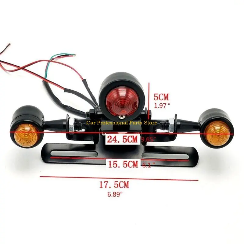 R53D 1 Pack Motorcycle Tail Brake Light with License Red Stop Tail Light