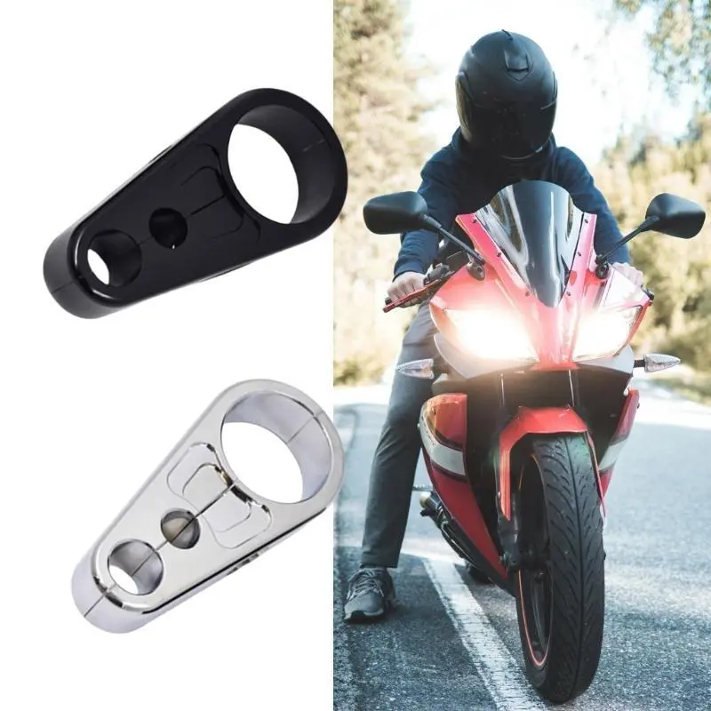 R53D Brake Line Clips Motorcycle Handlebar Mount Double Hole Clutch Cable Clamp