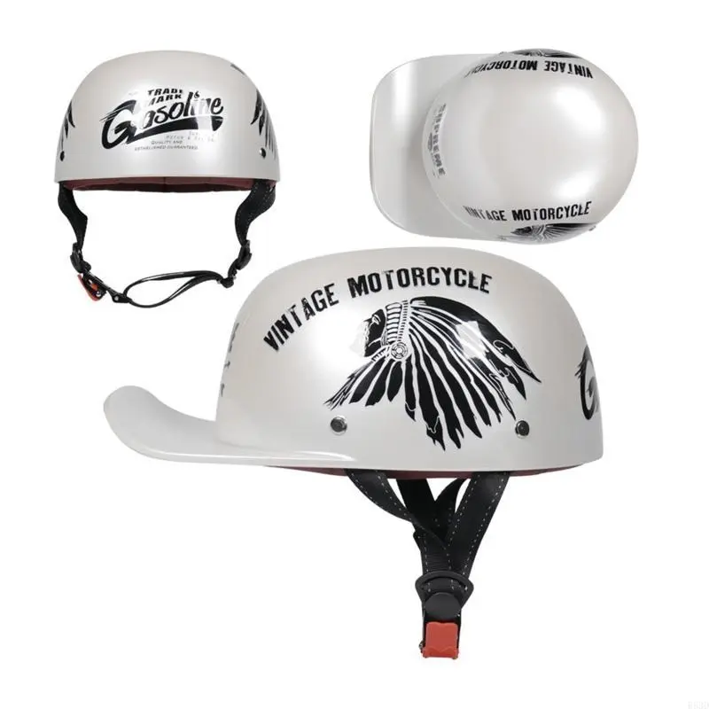 R53D Baseball Helmet Retro Motorcycle Scooter Cruiser Chopper