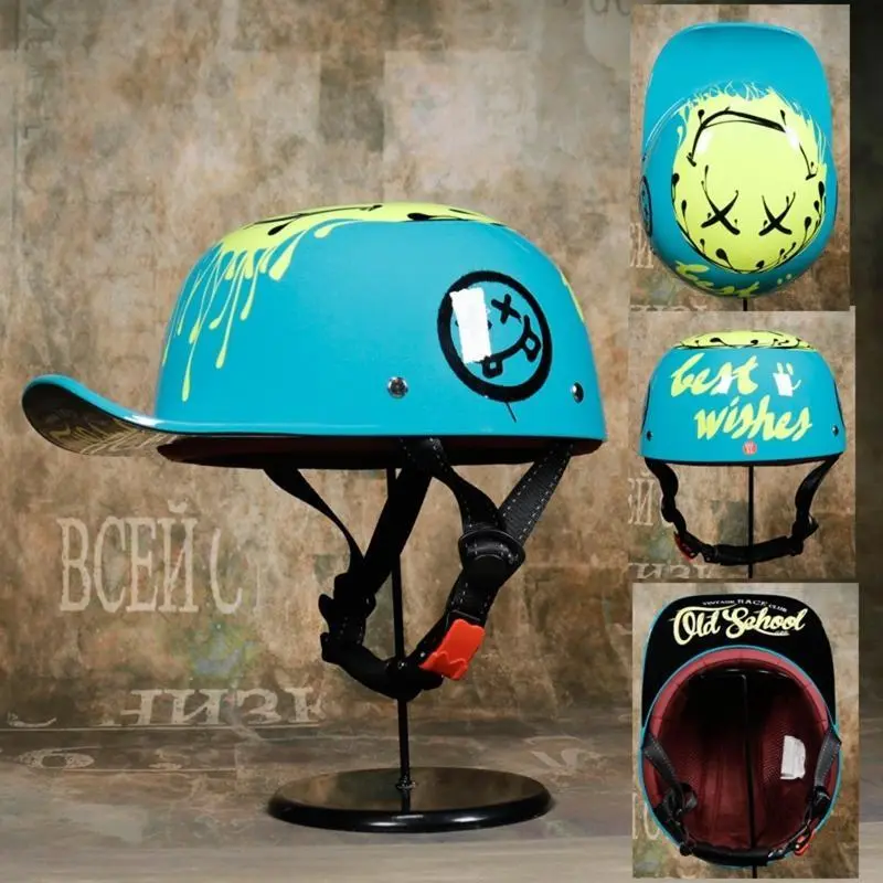 R53D Baseball Helmet Retro Motorcycle Scooter Cruiser Chopper