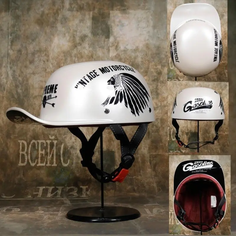 R53D Baseball Helmet Retro Motorcycle Scooter Cruiser Chopper