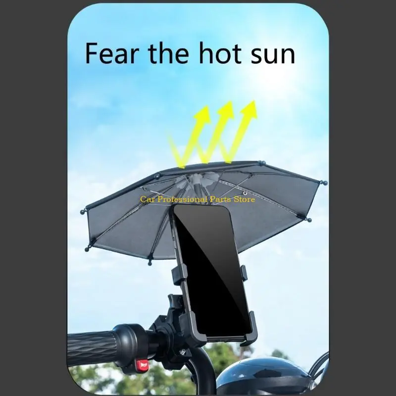 R53D Mini Umbrella Phone Holder Sunshade Bike Decoration Mirror Mounted PhoneStand