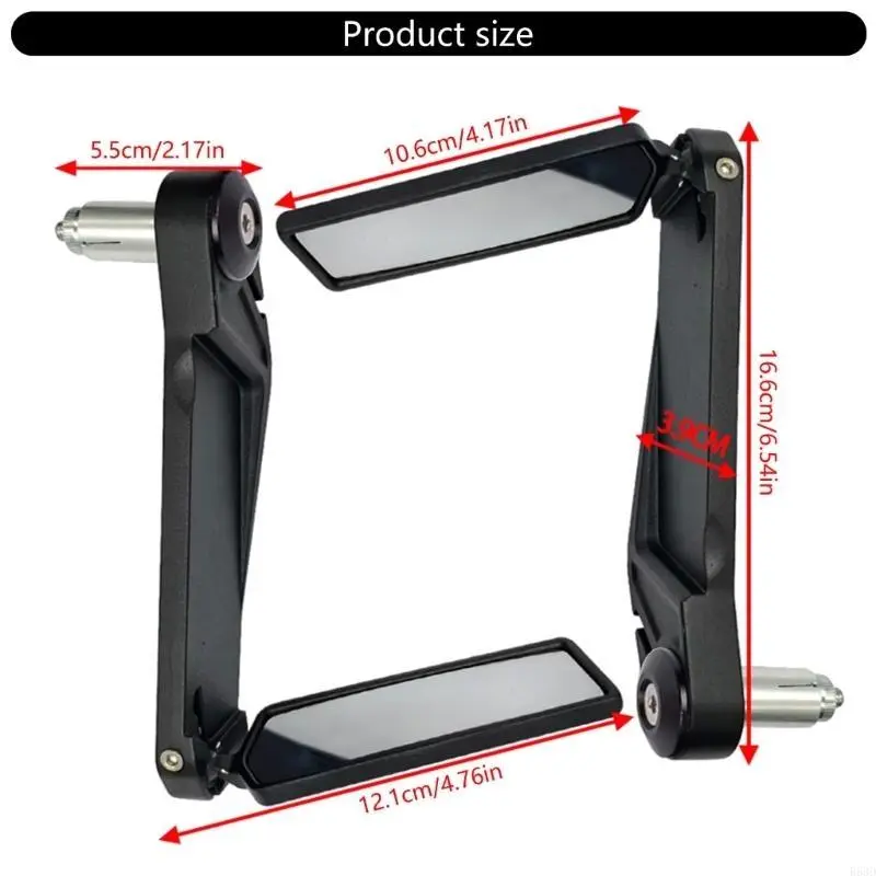 R53D Stylish Motorcycle Handlebar Mirrors Aluminum & Glasss Motorcycle Mirrors Pair