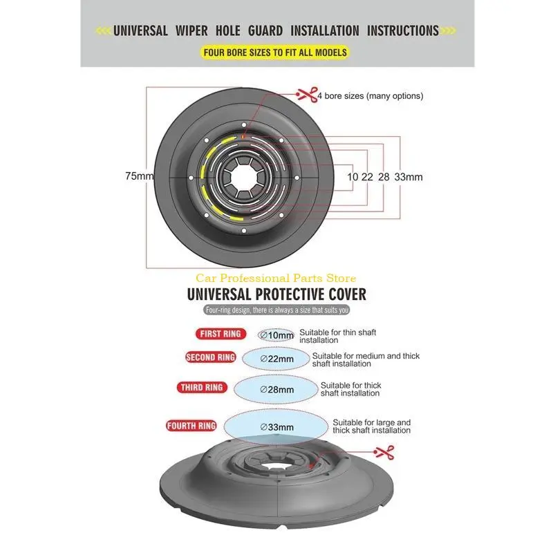 R53D 2Pcs Silicone Car Wiper Hole Protective Cover Anti-wear Dustproof Windshield Wiper Arm Bottom Hole Protective for Case