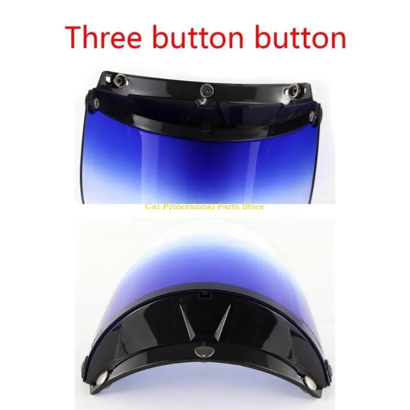 R53D Open Face Helmet Visor Motorcycle Helmet Bubble Visor Lens Bubble Shield 3-Snap Design Up Down Helmets Accessories