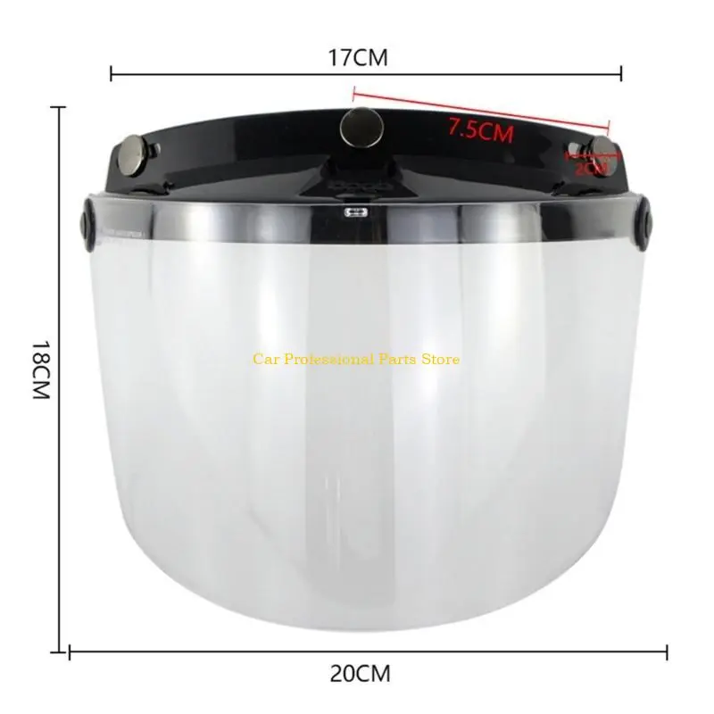 R53D Open Face Helmet Visor Motorcycle Helmet Bubble Visor Lens Bubble Shield 3-Snap Design Up Down Helmets Accessories