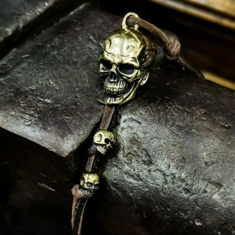 R53D Lucky Skull Motorcycle Bells Hangings For Rear View Mirror Decoration And Safety