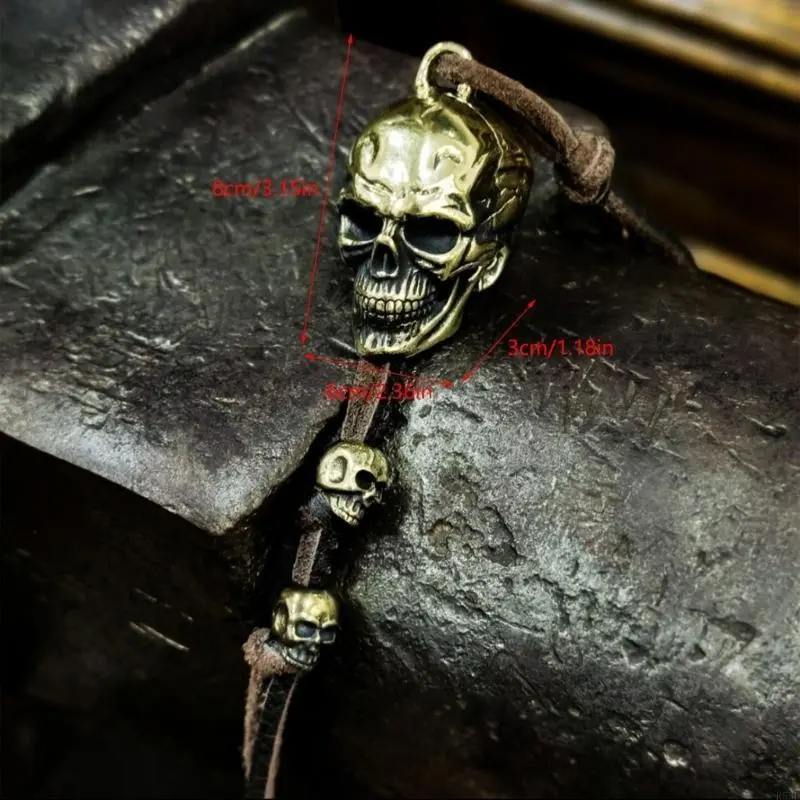 R53D Lucky Skull Motorcycle Bells Hangings For Rear View Mirror Decoration And Safety