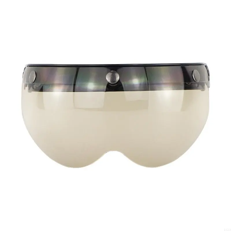R53D Open Face Helmet Visor Motorcycle Helmet Bubble Visor Lens Bubble Shield 3-Snap Design Up Down Helmets Accessories