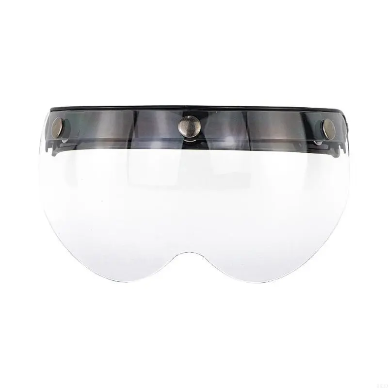R53D Open Face Helmet Visor Motorcycle Helmet Bubble Visor Lens Bubble Shield 3-Snap Design Up Down Helmets Accessories