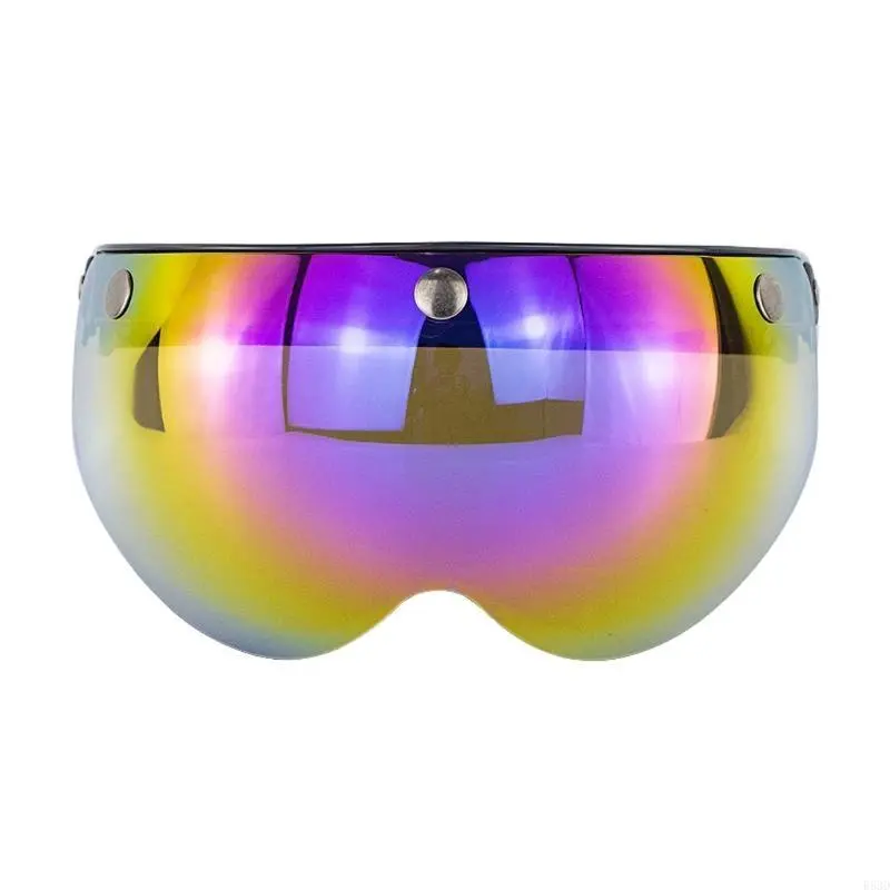 R53D Open Face Helmet Visor Motorcycle Helmet Bubble Visor Lens Bubble Shield 3-Snap Design Up Down Helmets Accessories