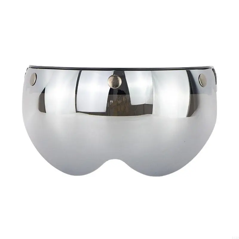 R53D Open Face Helmet Visor Motorcycle Helmet Bubble Visor Lens Bubble Shield 3-Snap Design Up Down Helmets Accessories