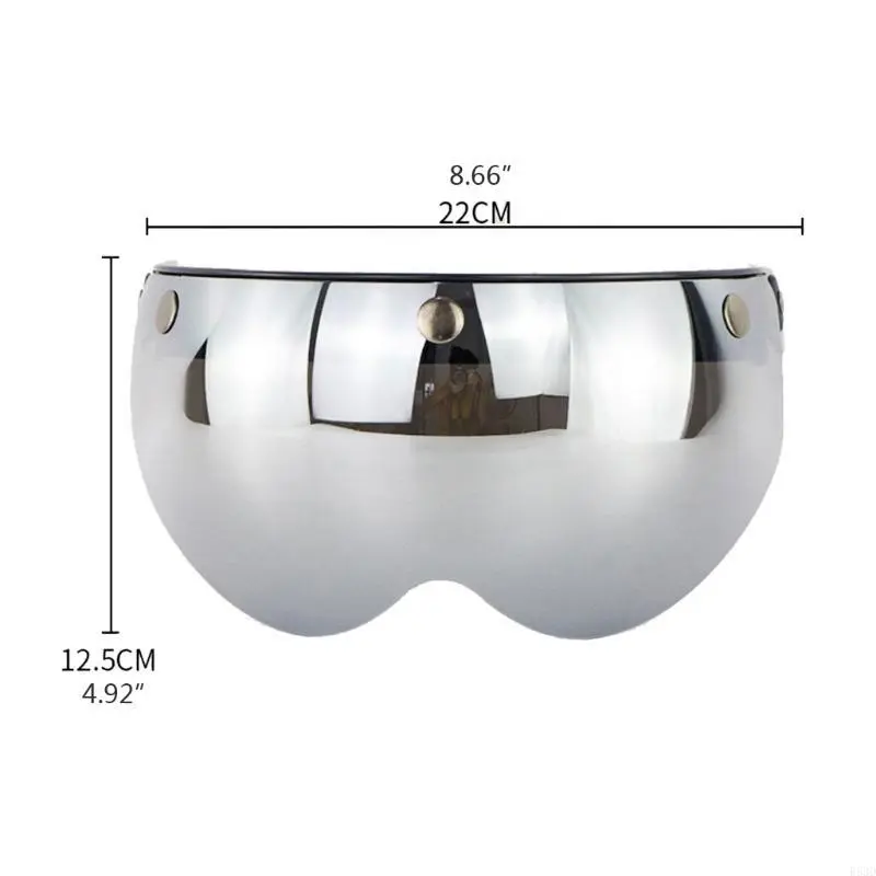 R53D Open Face Helmet Visor Motorcycle Helmet Bubble Visor Lens Bubble Shield 3-Snap Design Up Down Helmets Accessories