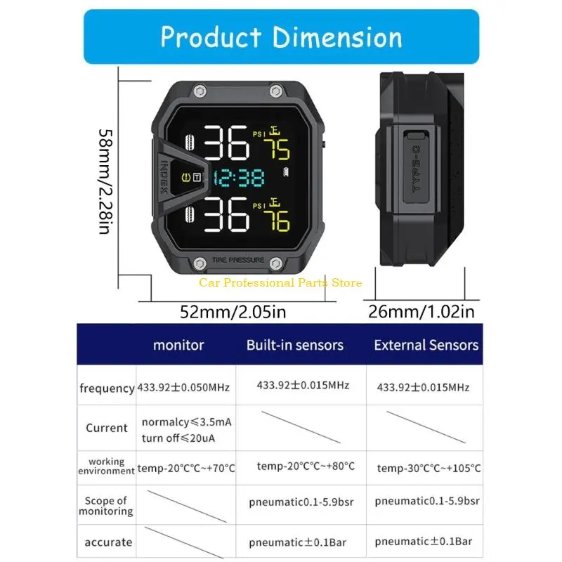 R53D Tire Temperature Alarm TPMS Tire Pressure Monitoring System LCD Digital Display