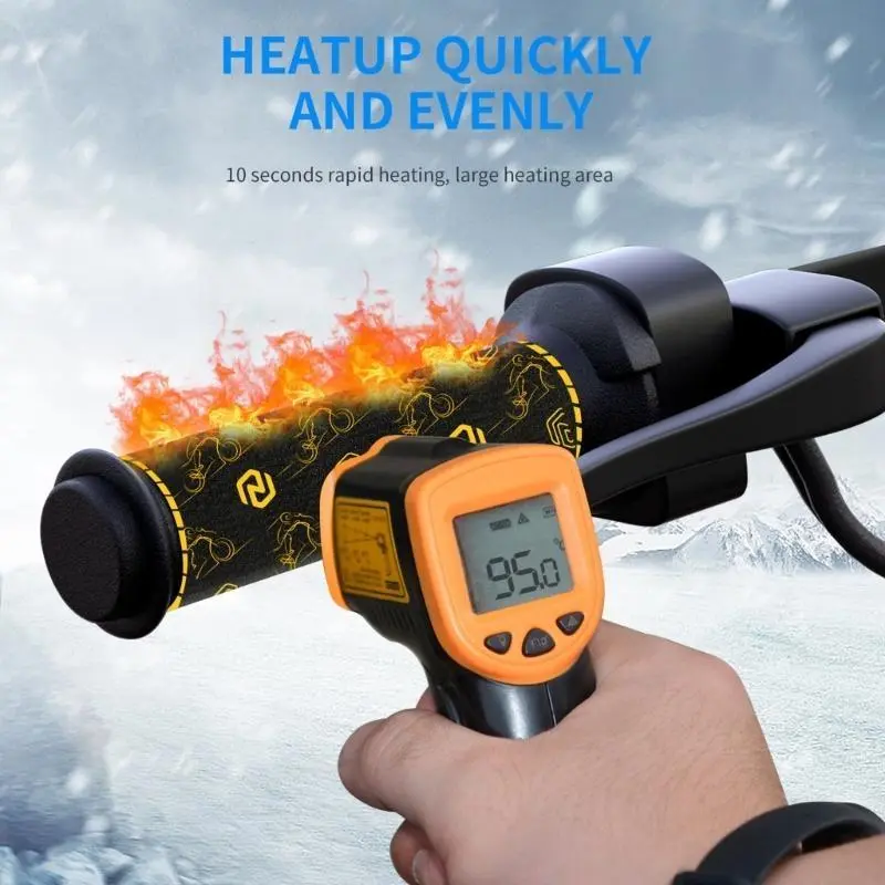 R53D Motorcycles Heated Handles Grips for Snowmobile ATV Motorbike USB DC5V Handlebar Warmer 6 Gear Adjustment Heated Pad