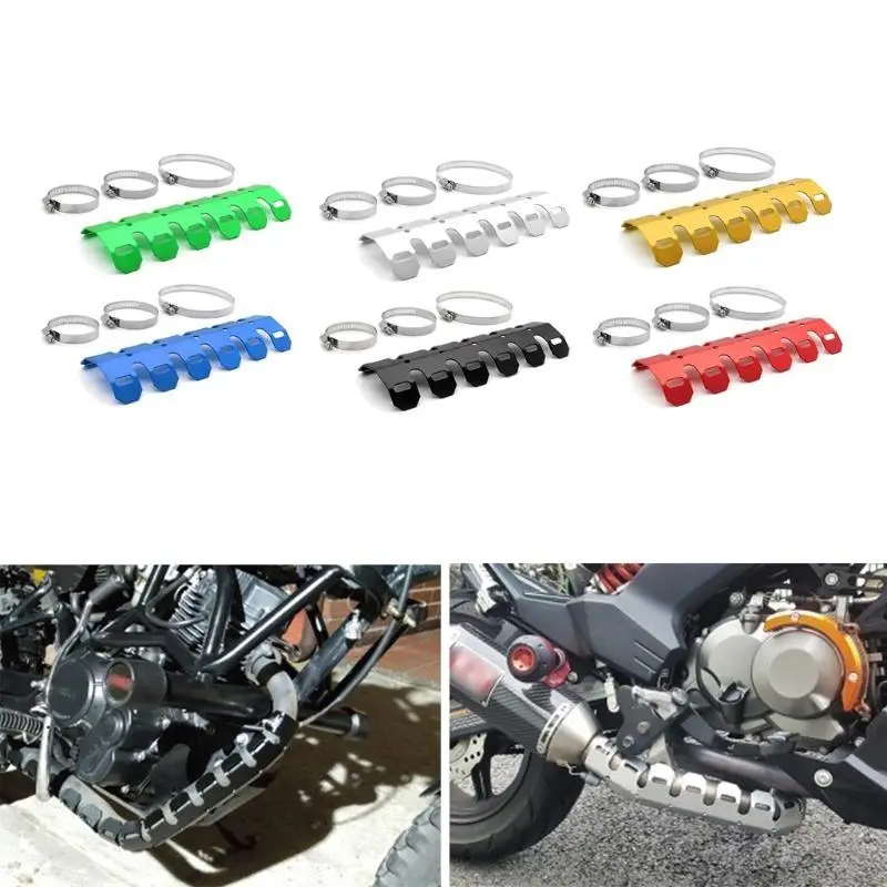 R53D Universal Heat Shield Heel Guard Cover Protector Motorcycle Exhaust Pipe Heatshield Muffler