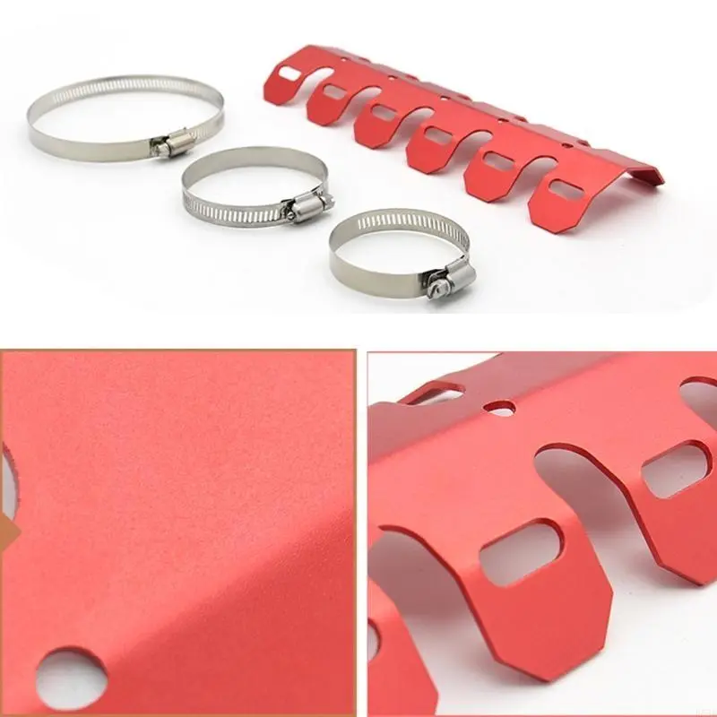 R53D Universal Heat Shield Heel Guard Cover Protector Motorcycle Exhaust Pipe Heatshield Muffler