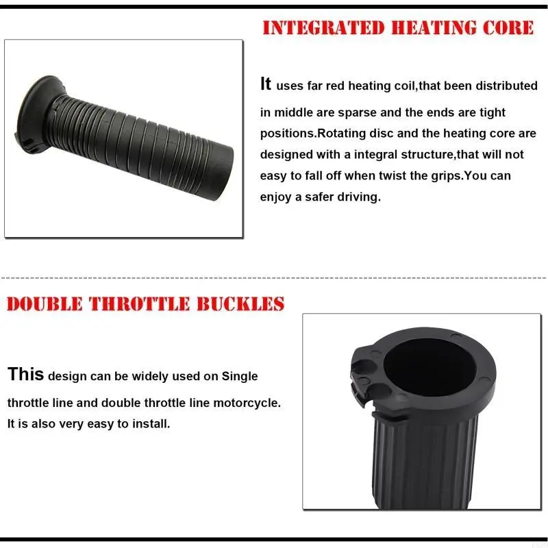 R53D Motorbike Heated Hand Grips 12V Electric Handlebar Heater Adjustable Tempurature