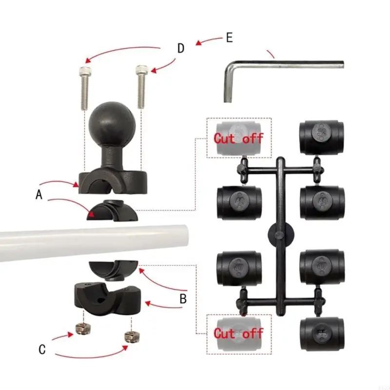 R53D High Strength Ball Adapter For Secure Motorcycle And Scooter Phone Holder Stand