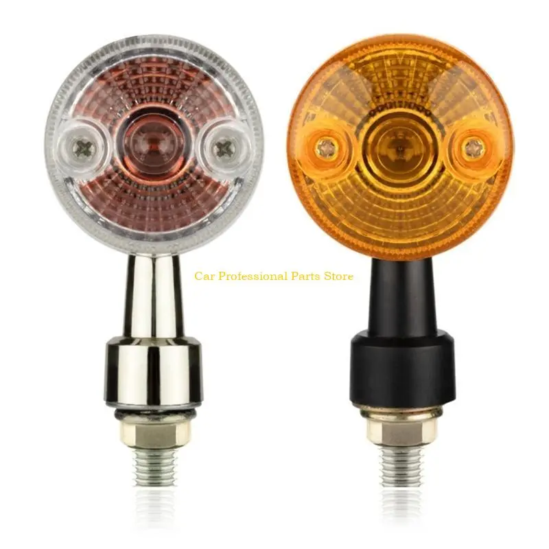 R53D 2Pcs Motorcycle Turn Lights for GN/CG125 Universal Replacement Vintage Round Turn Lamp Amber Flashers