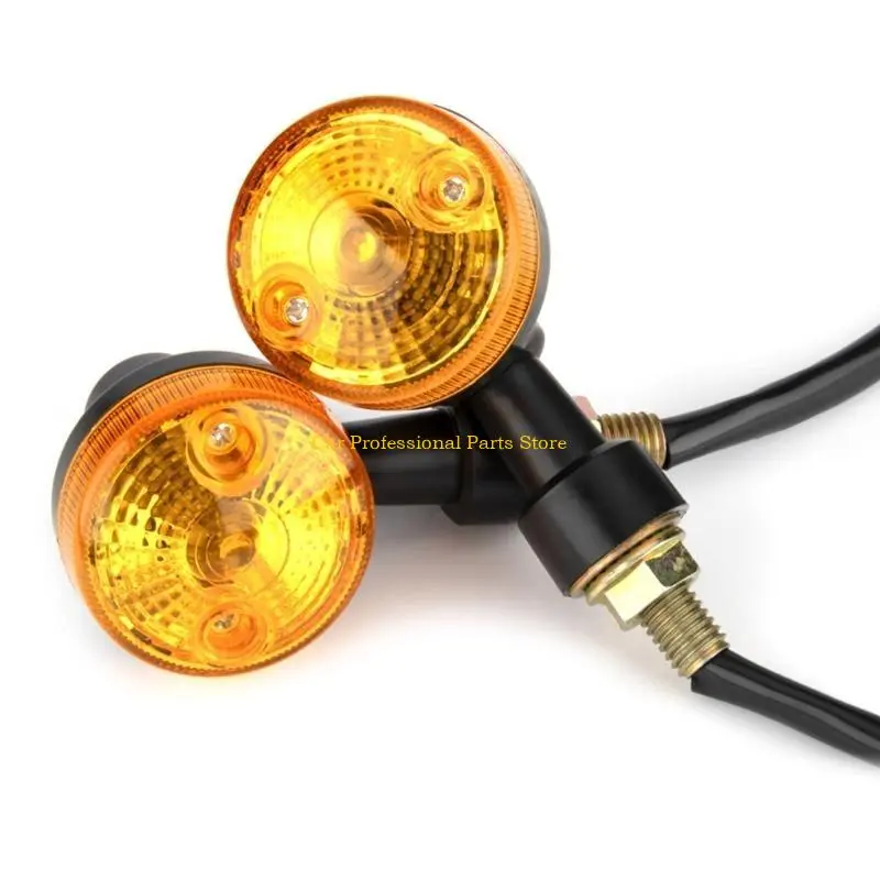 R53D 2Pcs Motorcycle Turn Lights for GN/CG125 Universal Replacement Vintage Round Turn Lamp Amber Flashers