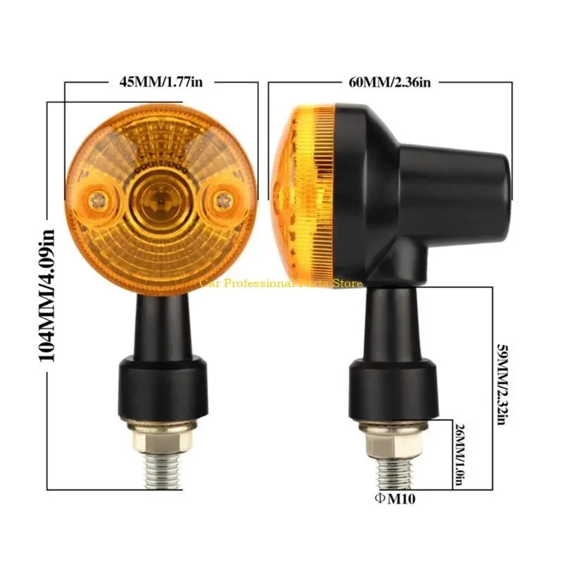 R53D 2Pcs Motorcycle Turn Lights for GN/CG125 Universal Replacement Vintage Round Turn Lamp Amber Flashers